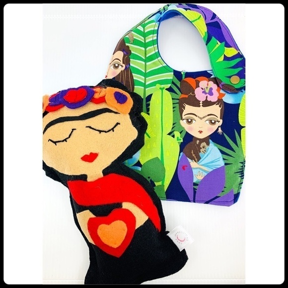 Handmade Frida Plush & Bib Bundle gift set NWT - Picture 1 of 5